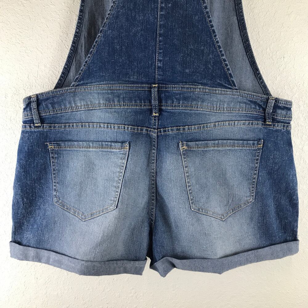 NWT No Boundaries Relaxed Fit Cuffed Hem Summer Denim Shortalls Plus Size XXL - Picture 6 of 10